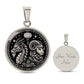 An Elegant silver pendant featuring a Year of the Ram/Sheep and Year of The Dragon Necklace in silver and black. This jewelry offers personalization with an engraving option for a name.