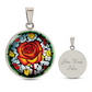 Red Rose Necklace - June Birth Flower Pendant Jewelry