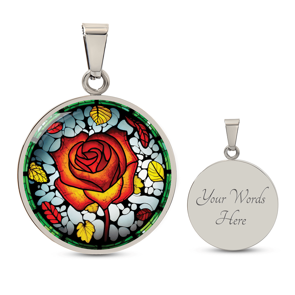 Red Rose Necklace - June Birth Flower Pendant Jewelry