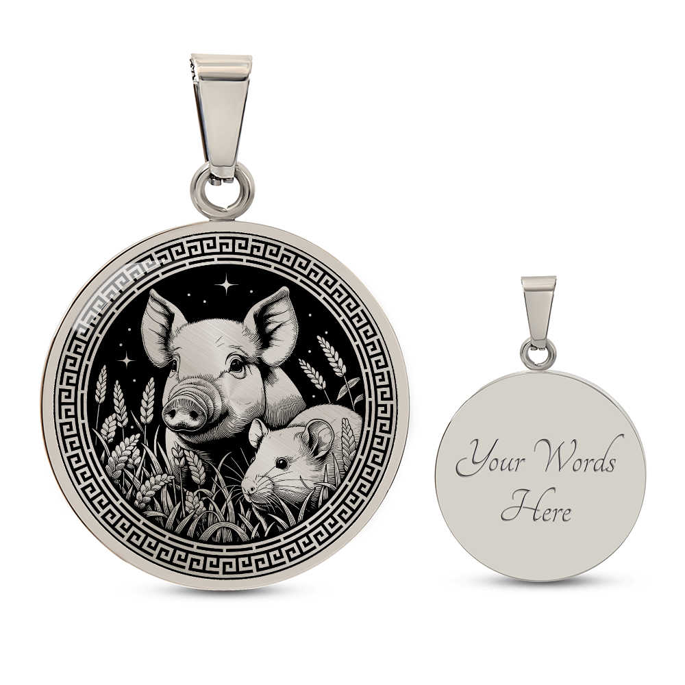 Rat & Pig Necklace - Chinese Zodiac Couples Pendant Jewelry