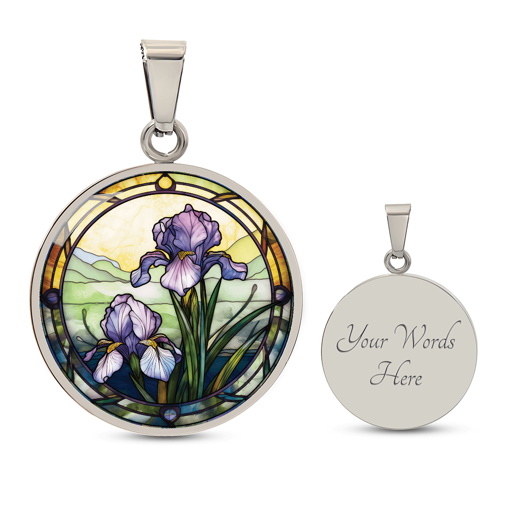 Iris Necklace - February Birth Flower Pendant Jewelry