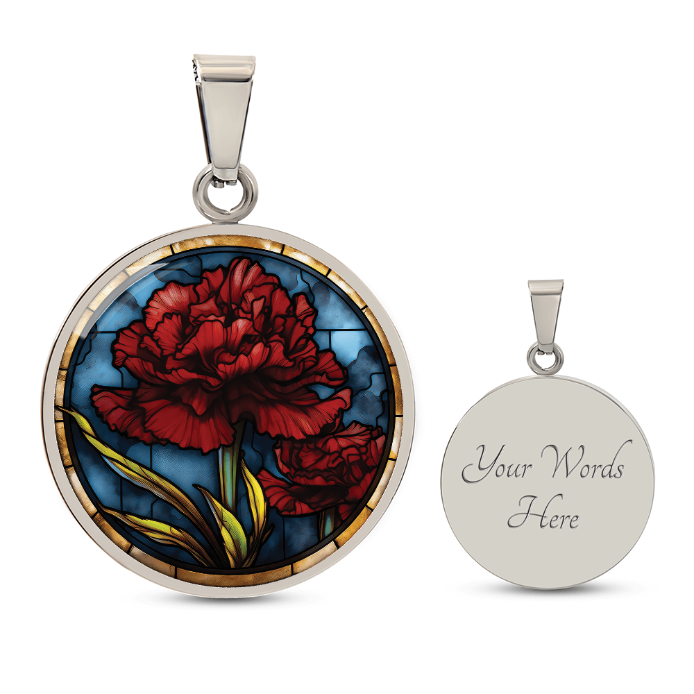 Carnation Necklace - January Birth Flower Pendant Jewelry