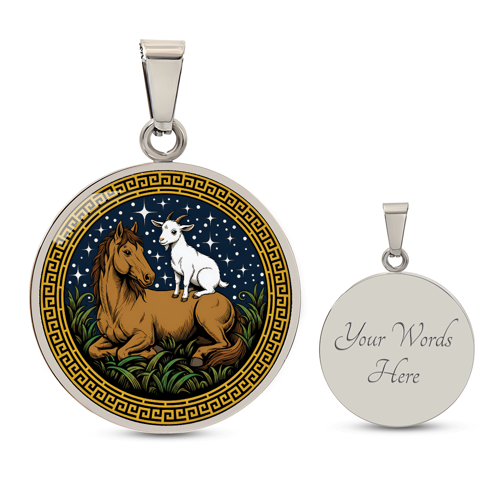 Goat and Horse Necklace - Couples Chinese Zodiac Animal Pendant Jewelry