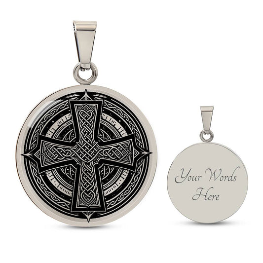 Celtic Cross Necklace, Engraved Celtic Jewelry, Personalized Cross Pendant Necklace