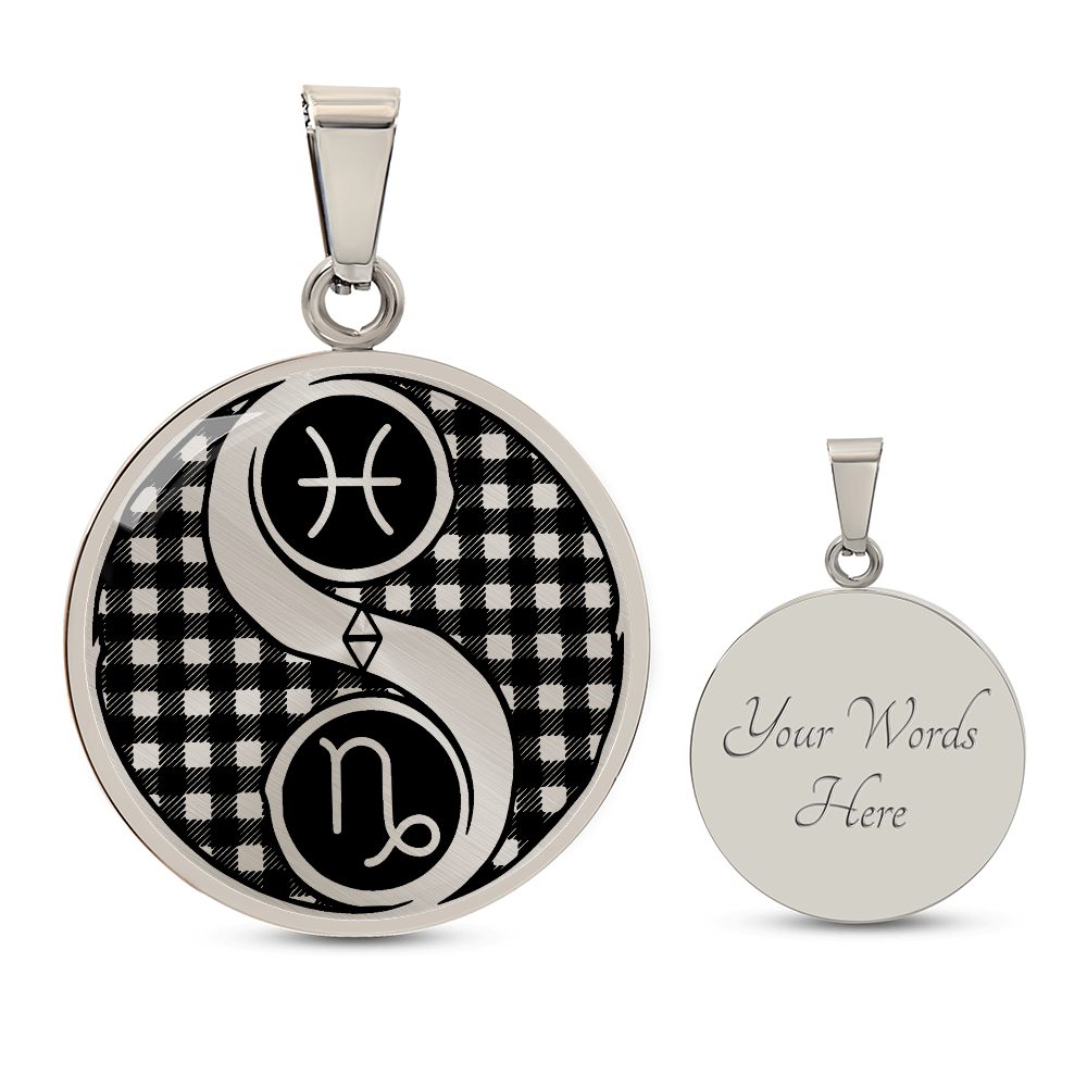 Pisces & Capricorn Necklace, Yin Yang Couples Zodiac Jewelry