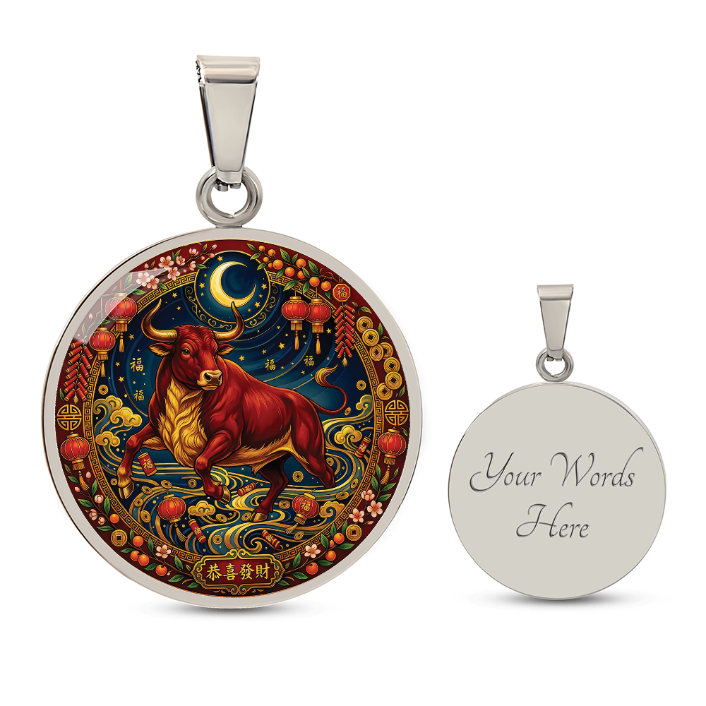 Year of The Ox Necklace - Chinese Zodiac Animal Charm Pendant Jewelry