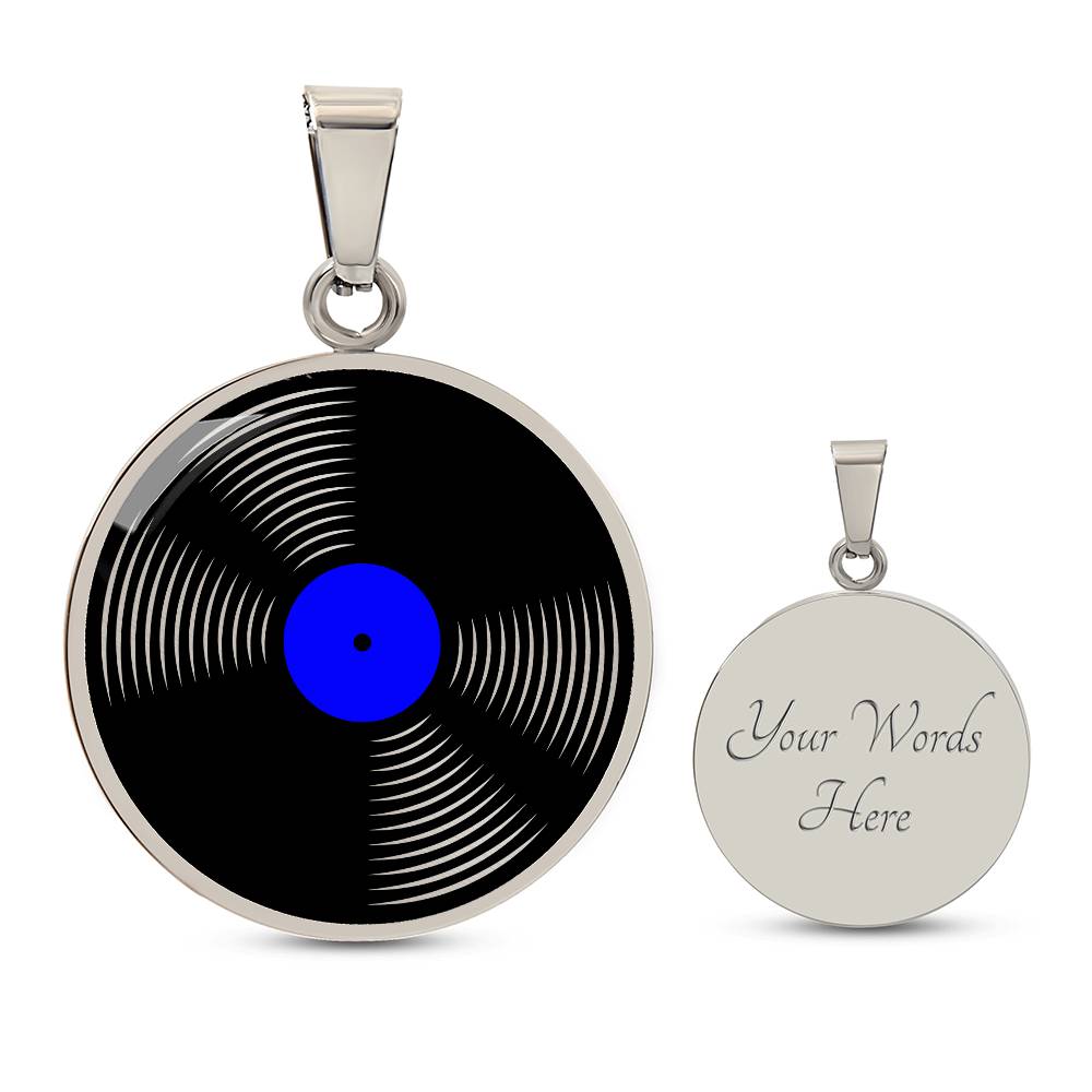 Vinyl Record Necklace Gold - Personalized Music Pendant - Music Theme Gifts For Her or Him - Silver Record Pendant Necklace For Woman or Men