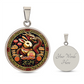 An Elegant silver pendant Year of the Rabbit and Year of the Dragon Necklace. The colors are yellow, Red and Black . This jewelry offers personalization with an engraving option for a name.