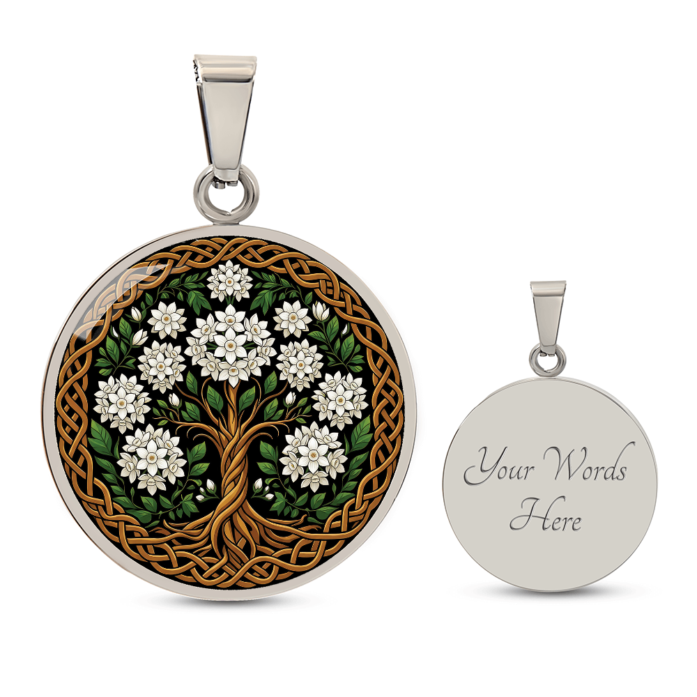 Celtic Tree of Life Pendant Necklace - Narcissus December Birth Flower Jewelry