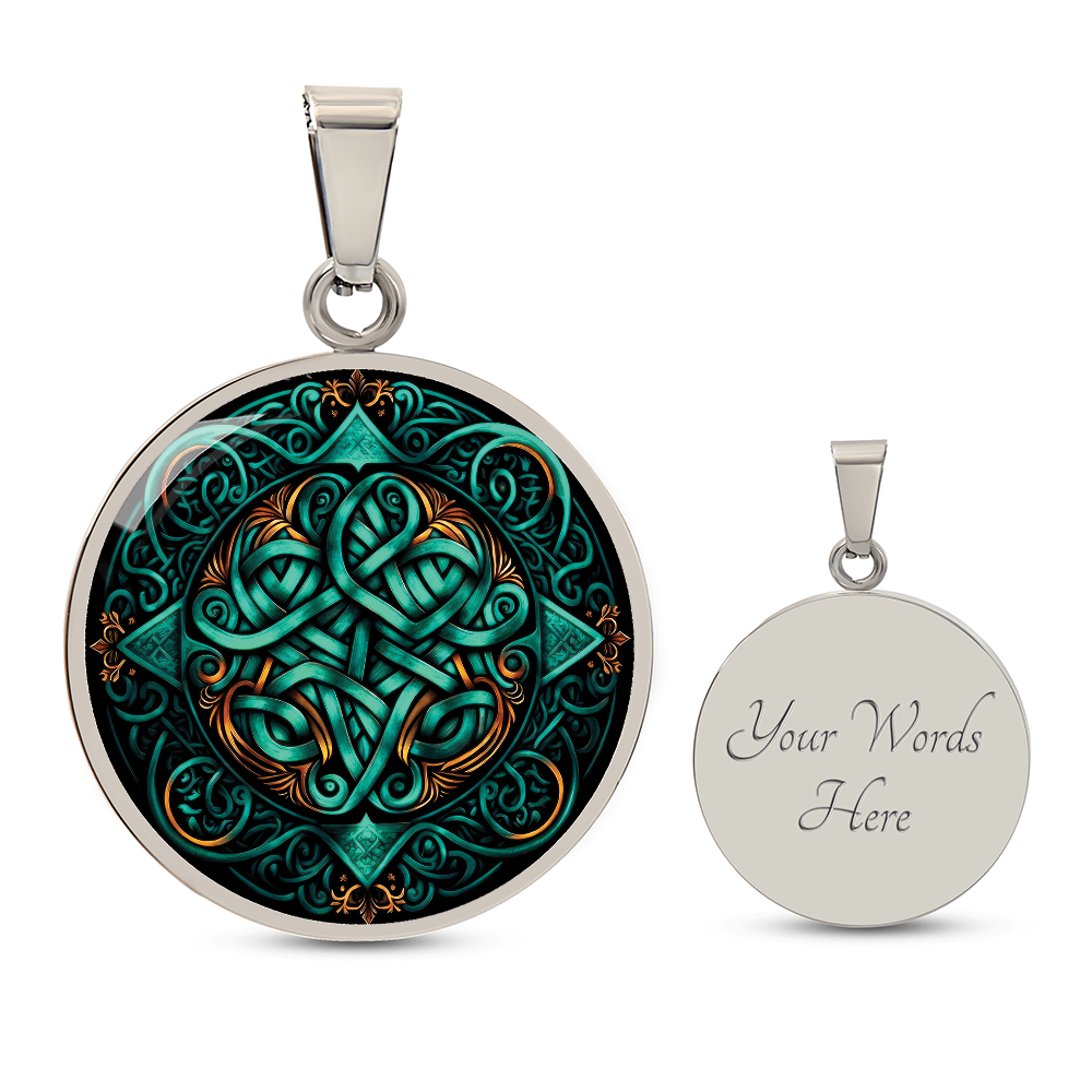Teal Celtic Knot Necklace - Romantic Pendant Jewelry
