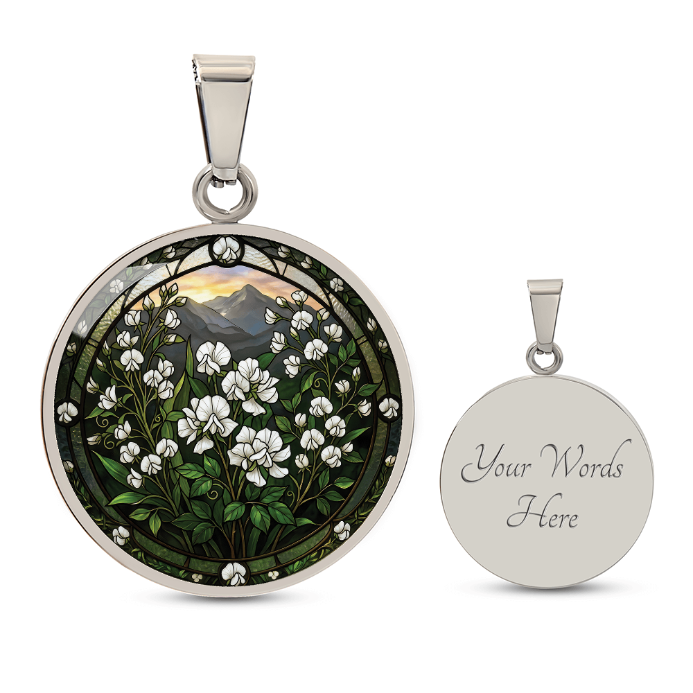 White Sweet Pea Necklace - April Birth Flower Pendant Jewelry