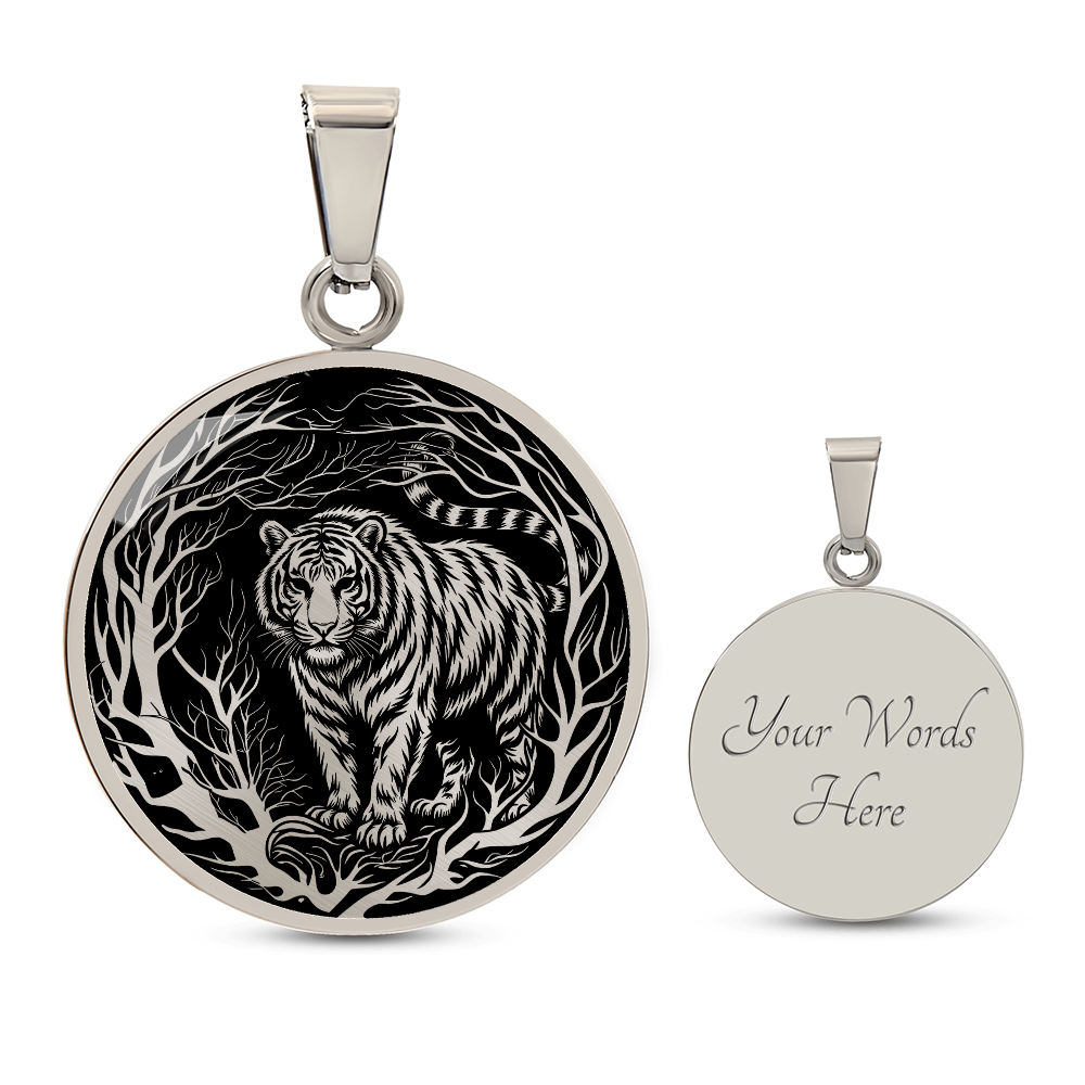 Silver Tiger Necklace - Forest Charm Pendant Jewelry