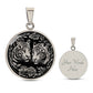 An elegant silver pendant Year of the Tiger Necklace. The colors are silver and black. This jewelry offers personalization with an engraving option for a name.
