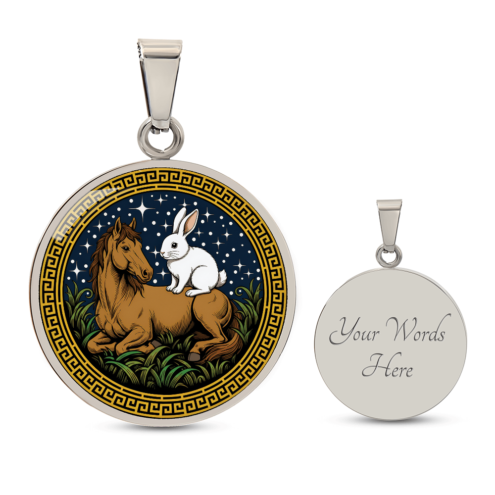 Rabbit and Horse Necklace - Couples Chinese Zodiac Animal Pendant Jewelry