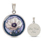 an Elegant silver pendant Anemone Necklace. The Colors are Purple Gray, Dark Green. This jewelry offers personalization with an engraving option for a name.