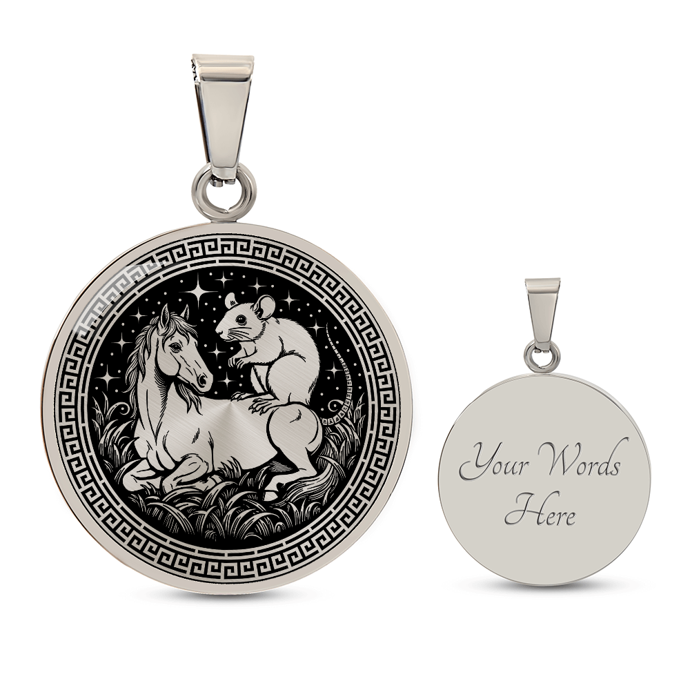 Rat and Horse Necklace - Couples Chinese Zodiac Animal Pendant Jewelry