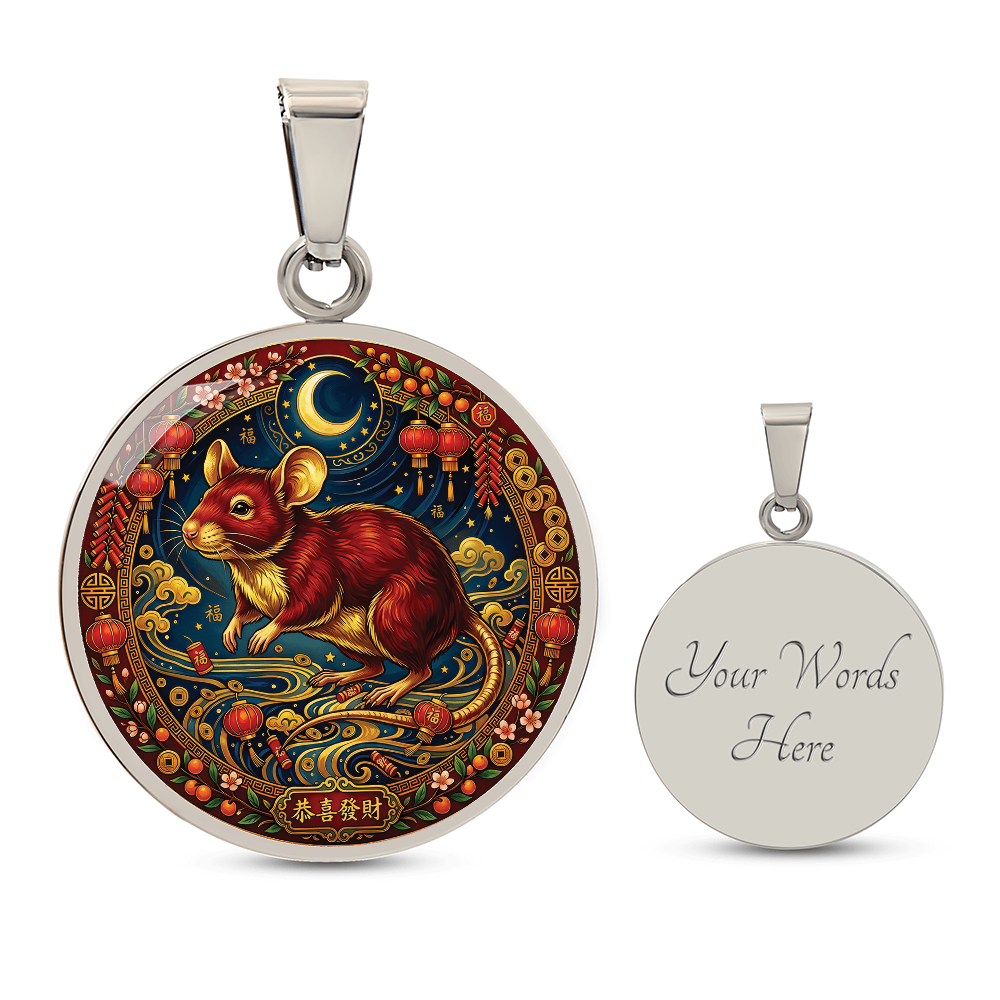 Year of The Rat Necklace - Chinese Zodiac Animal Charm Pendant Jewelry
