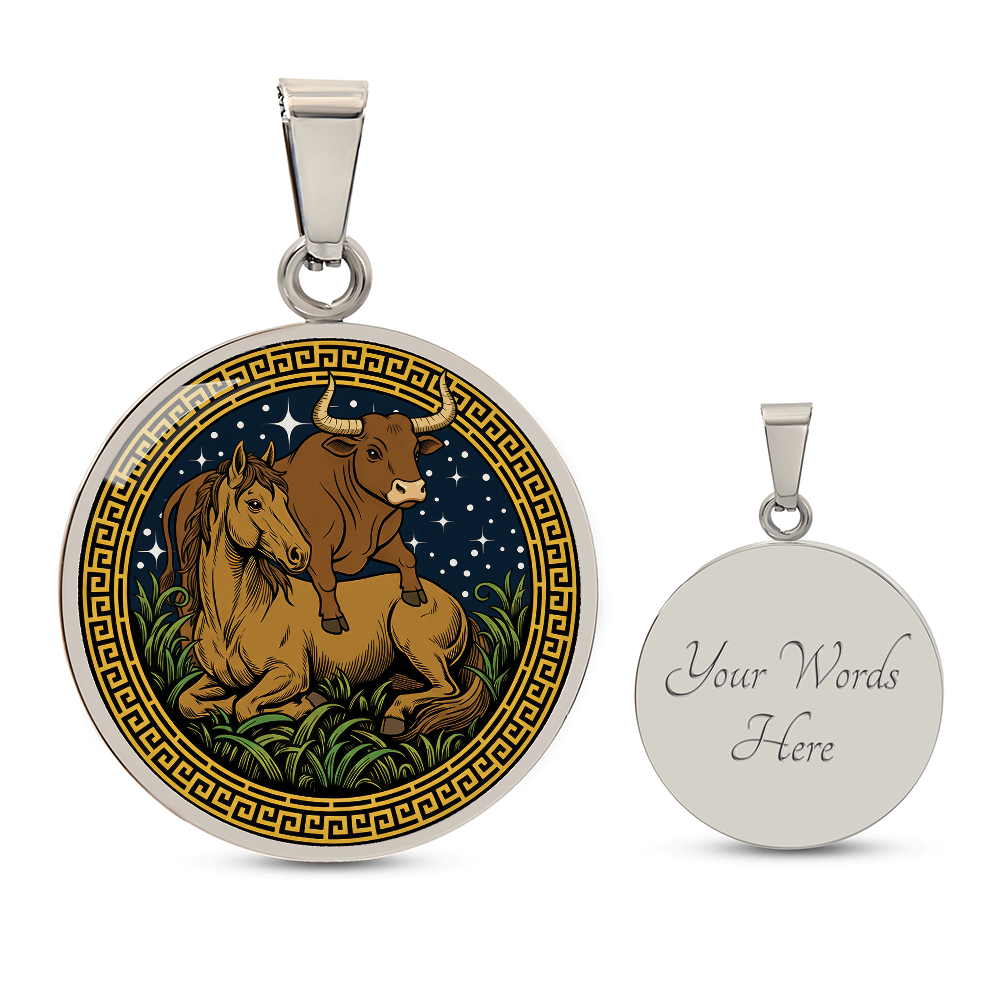 Ox and Horse Necklace - Couples Chinese Zodiac Animal Pendant Jewelry