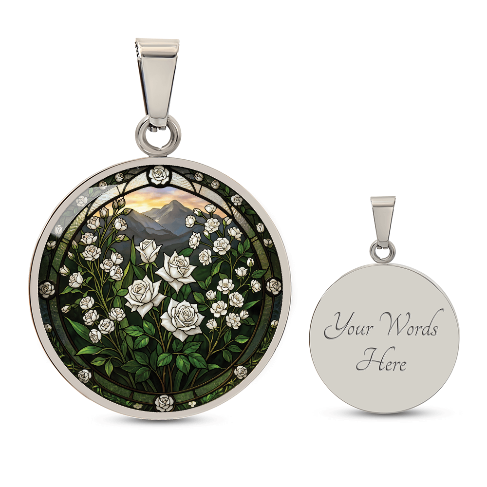White Rose Necklace - June Birth Flower Pendant Jewelry