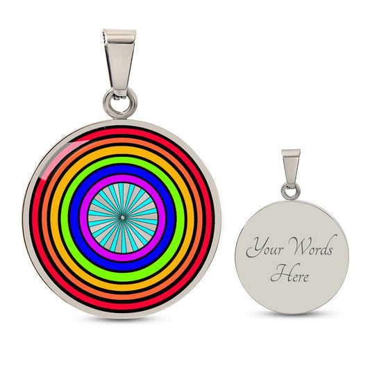 Engraved Silver Lucky Rainbow Necklace