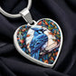 Blue Jay Necklace, Golden Bird Necklace, Engraved Bluejay Spirit Companion Jewelry Gifts For Her, Valentines Gift & Mothers Day Necklace