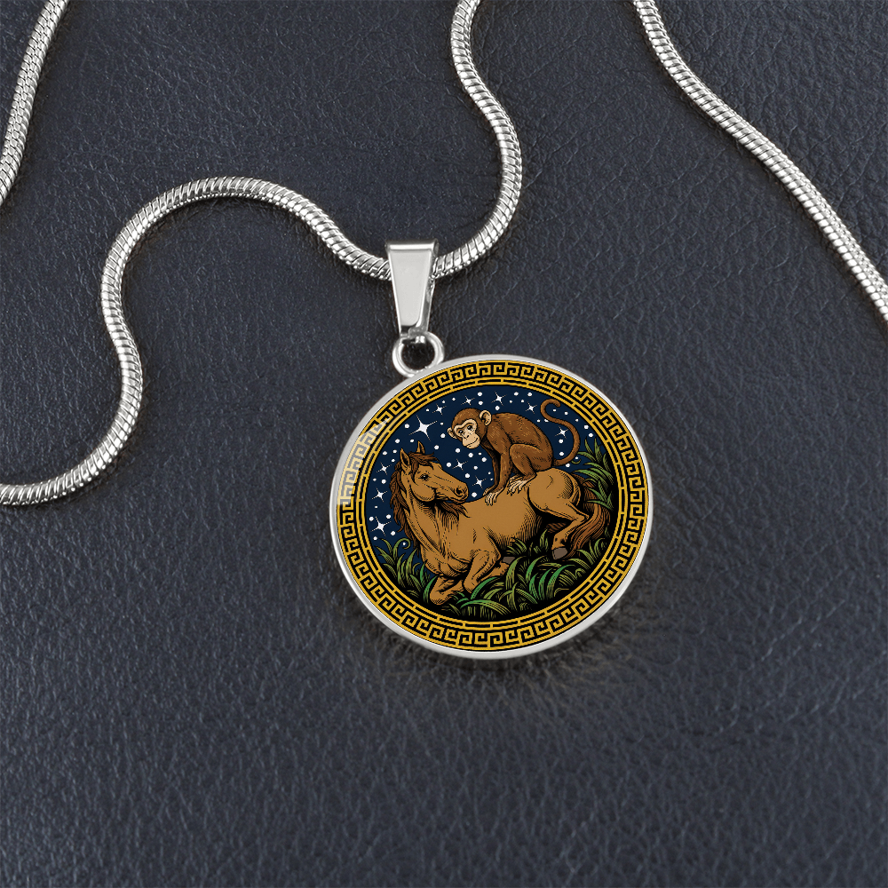 Monkey and Horse Necklace - Couples Chinese Zodiac Animal Pendant Jewelry