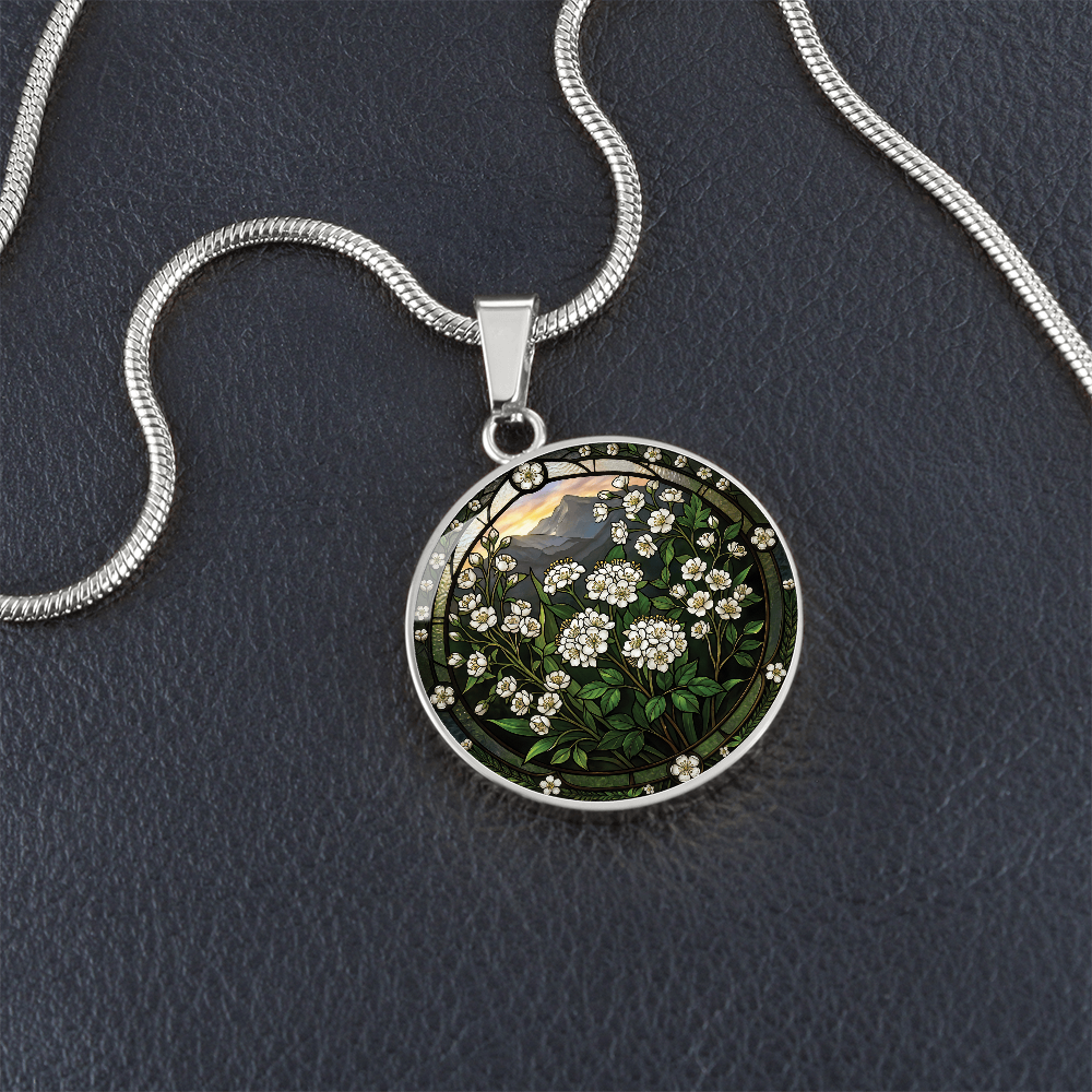 White Hawthorn Necklace - May Birth Flower Pendant Jewelry