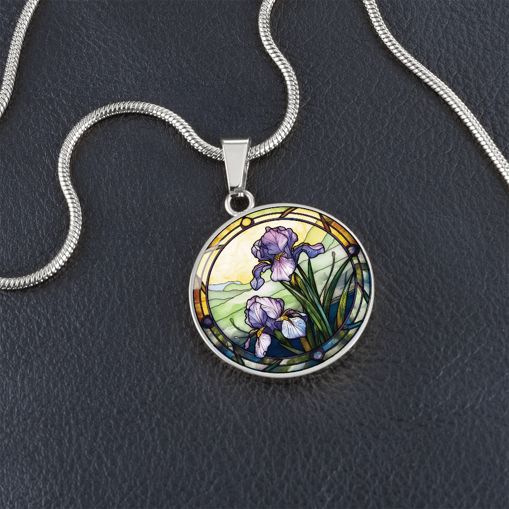 Iris Necklace - February Birth Flower Pendant Jewelry