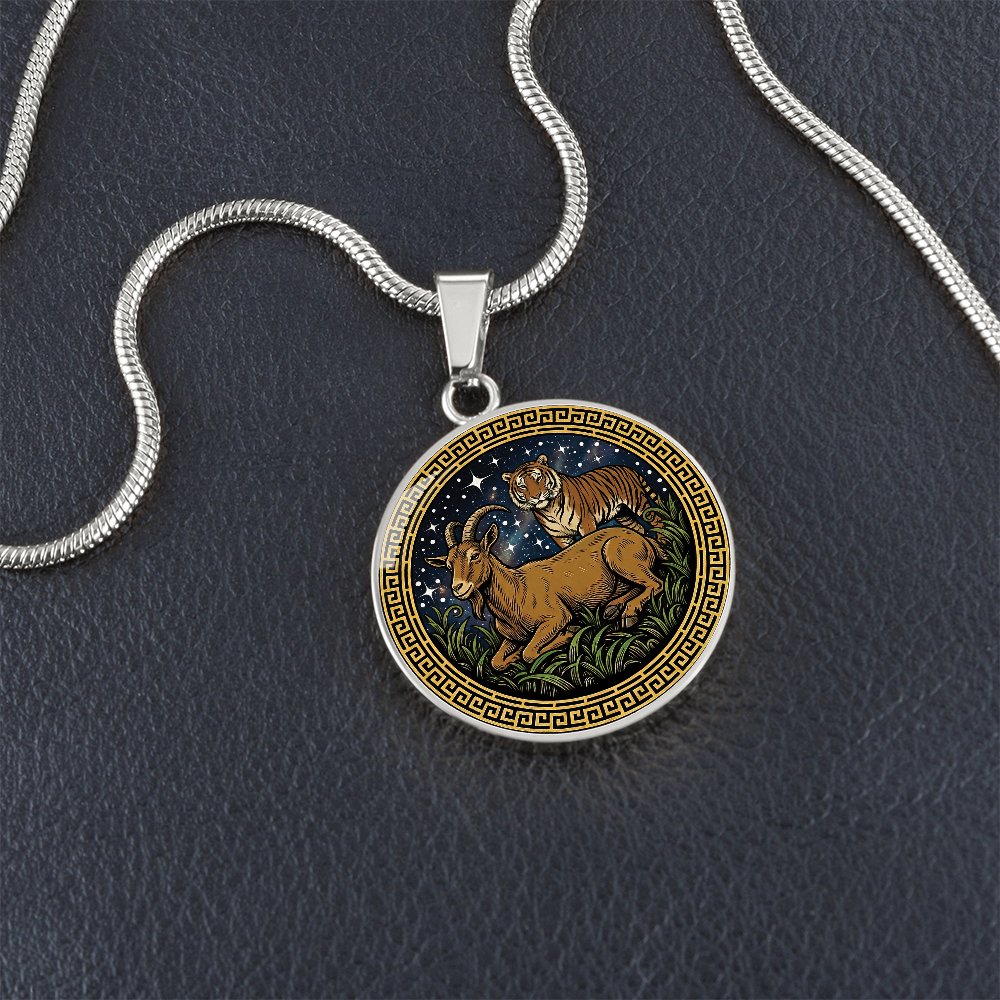 Tiger & Goat Necklace - Couples Chinese Zodiac Animal Pendant Jewelry