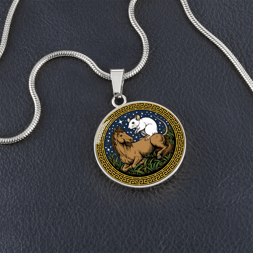 Rat and Horse Necklace - Couples Chinese Zodiac Animal Pendant Jewelry