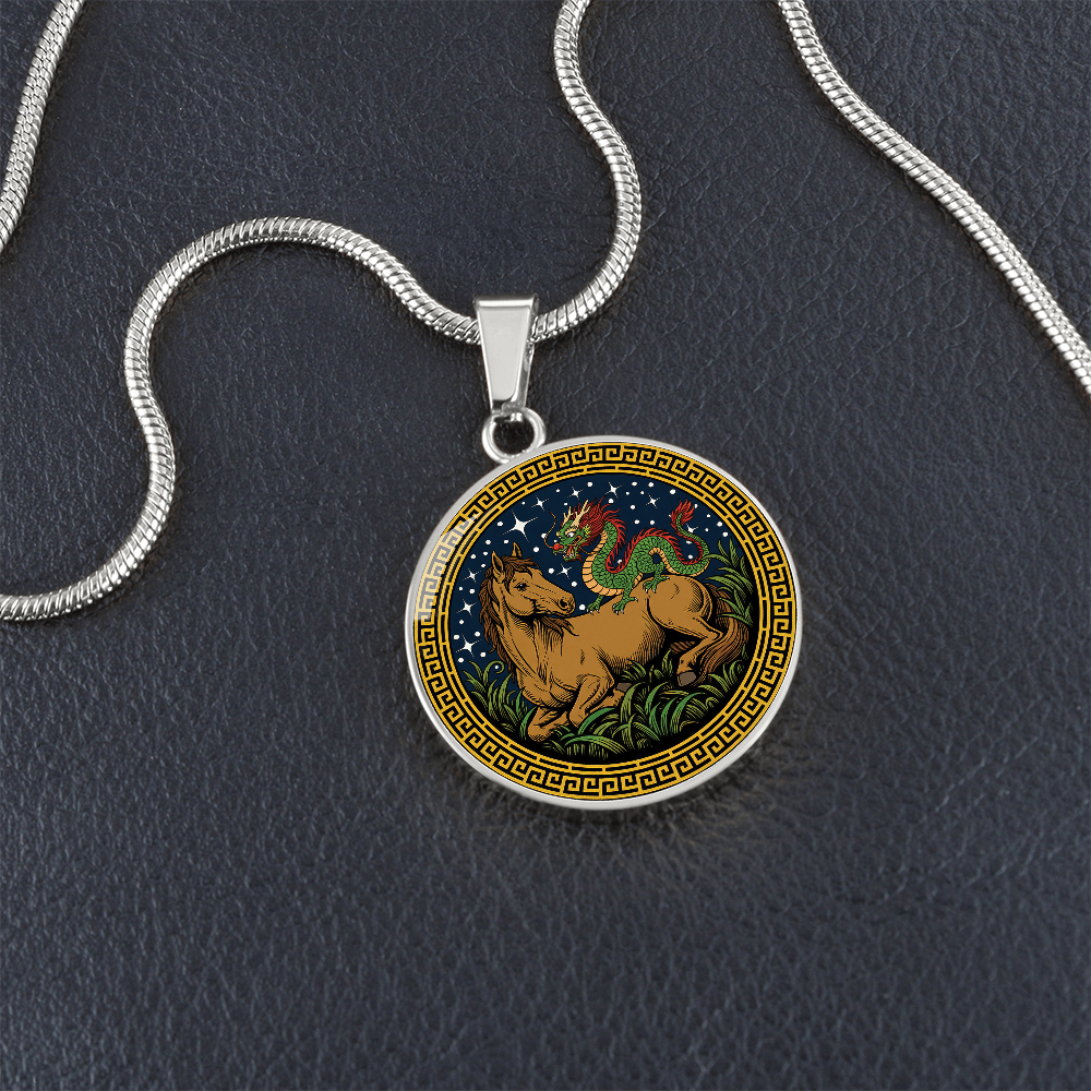 Dragon and Horse Necklace - Couples Chinese Zodiac Animal Pendant Jewelry