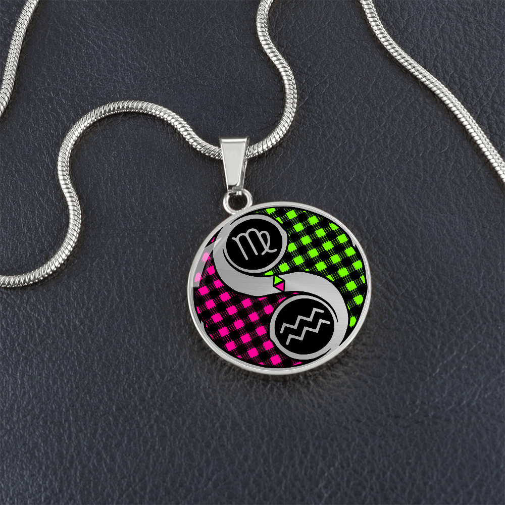 Virgo & Aquarius Necklace - Couples Zodiac Yin Yang Pendant Jewelry