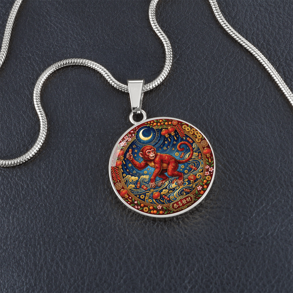 Year of The Monkey Necklace - Chinese Zodiac Animal Charm Pendant Jewelry
