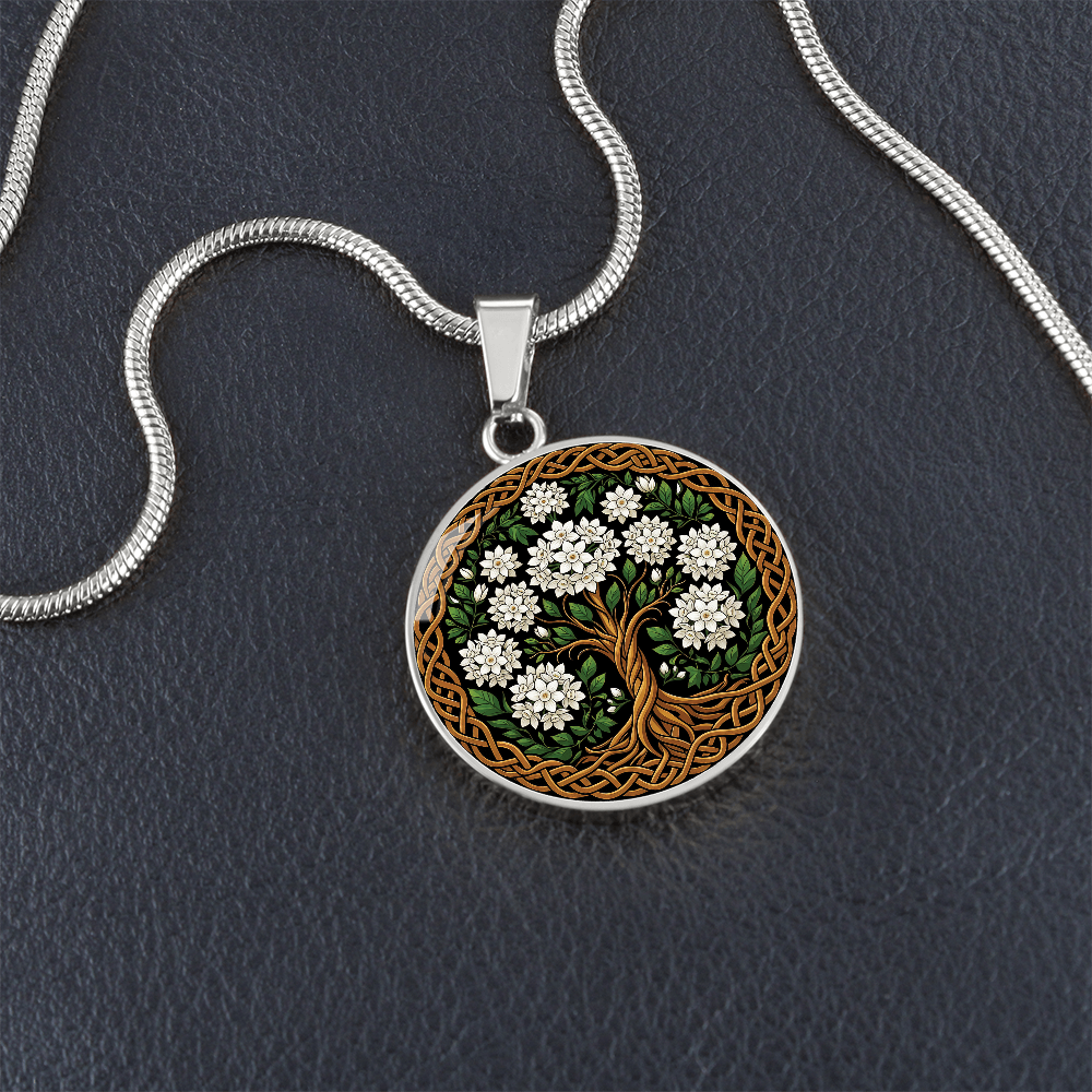 Celtic Tree of Life Pendant Necklace - Narcissus December Birth Flower Jewelry