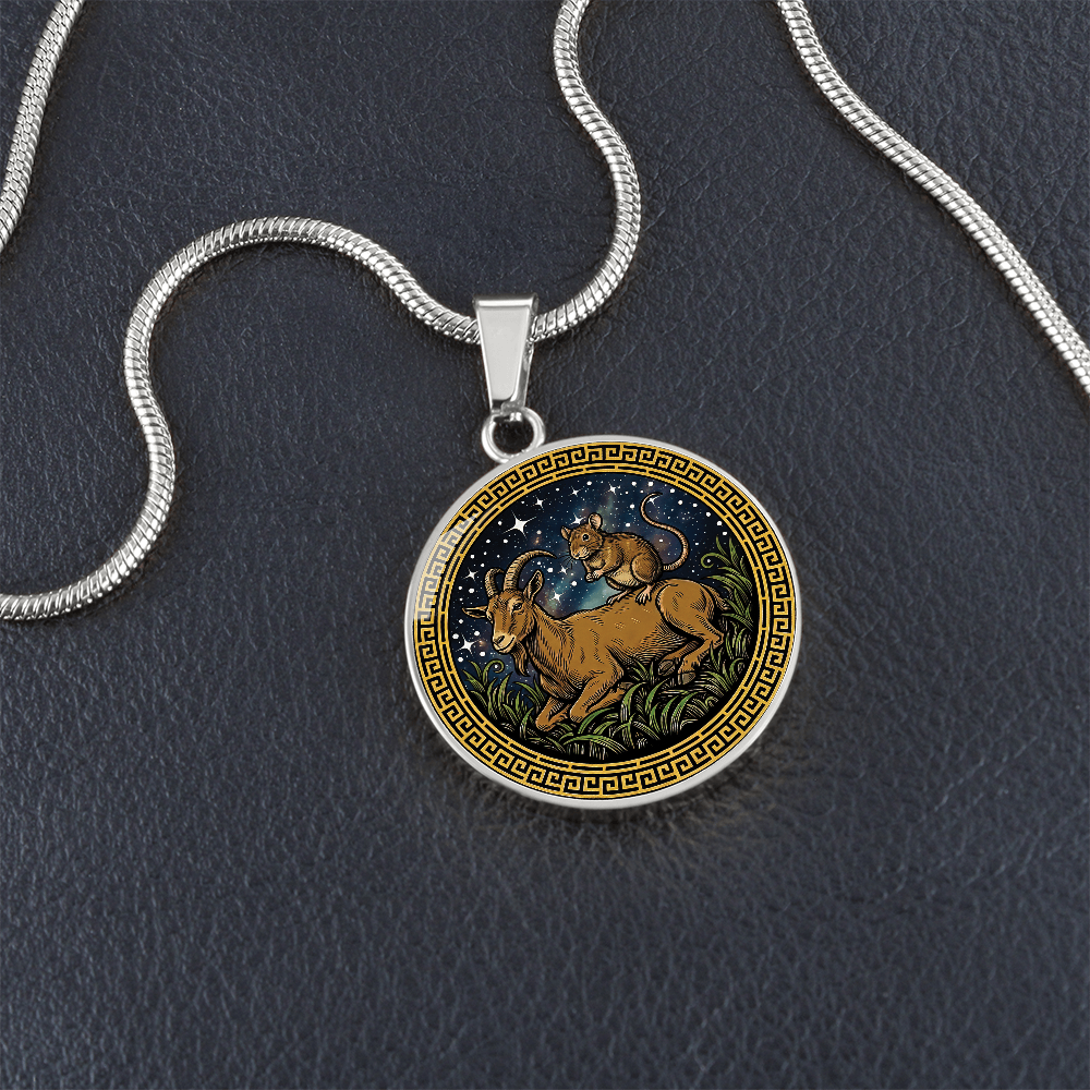 Rat & Goat Necklace - Couples Chinese Zodiac Animal Pendant Jewelry