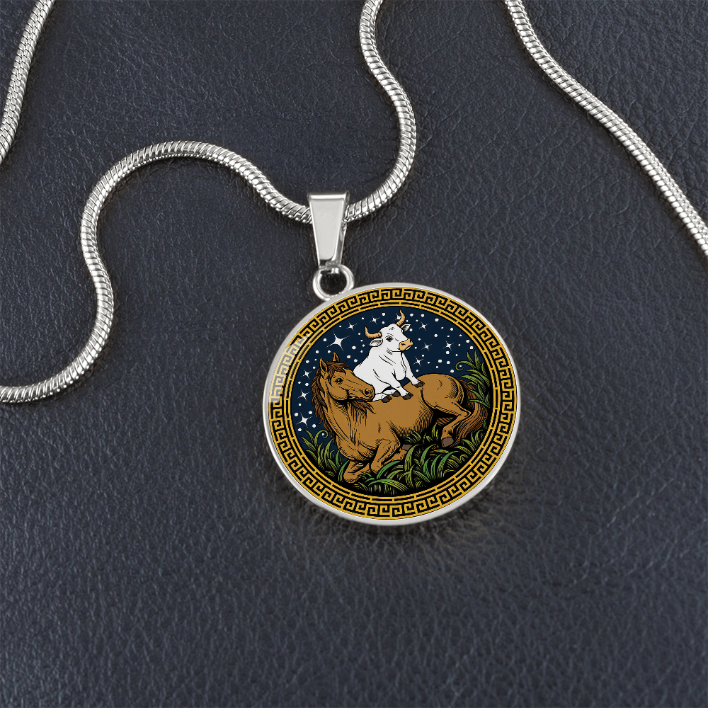 Ox and Horse Necklace - Couples Chinese Zodiac Animal Pendant Jewelry