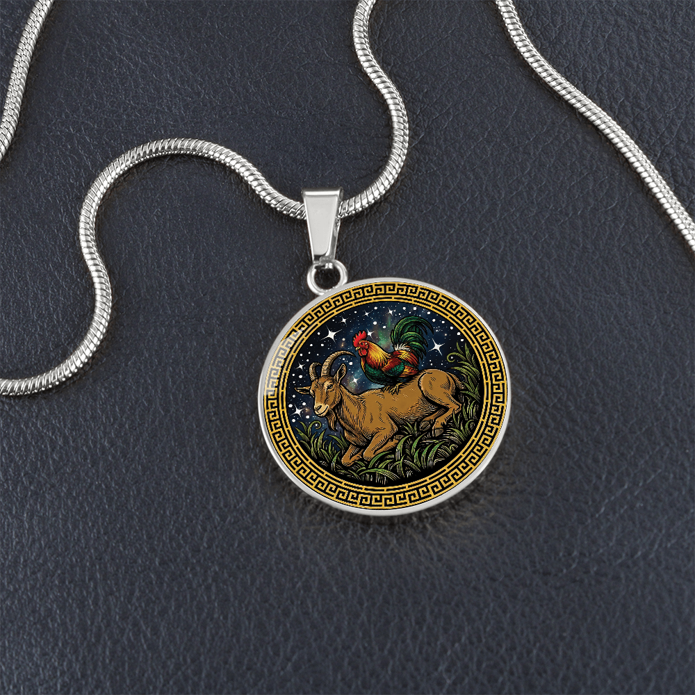 Rooster & Goat Necklace - Couples Chinese Zodiac Animal Pendant Jewelry