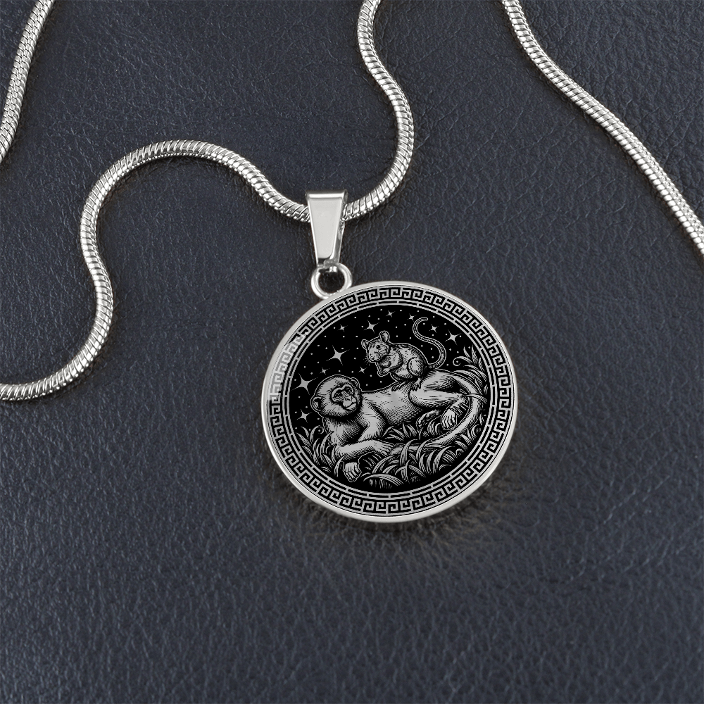 Monkey & Rat Necklace - Couples Chinese Zodiac Animal Pendant Jewelry