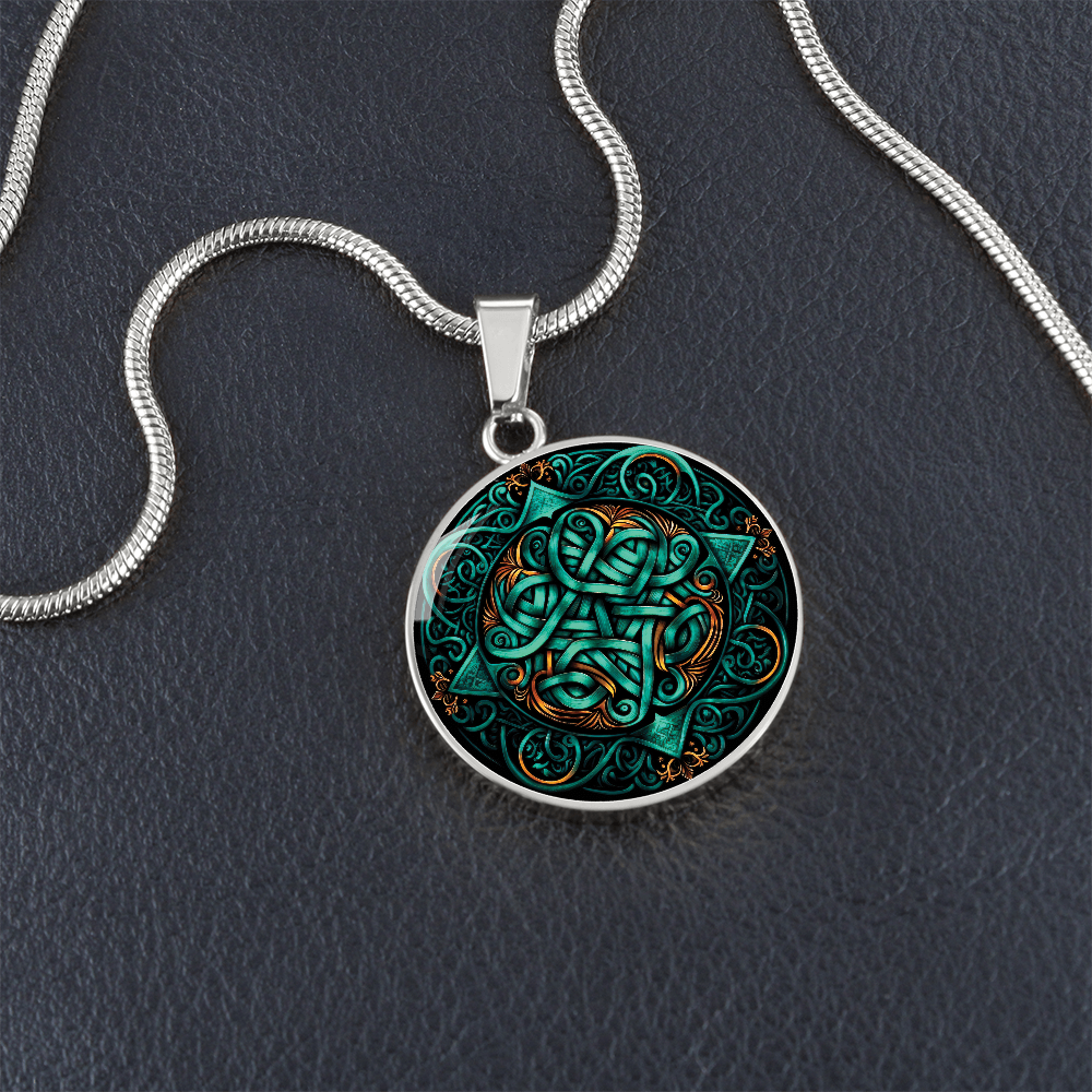 Teal Celtic Knot Necklace - Romantic Pendant Jewelry