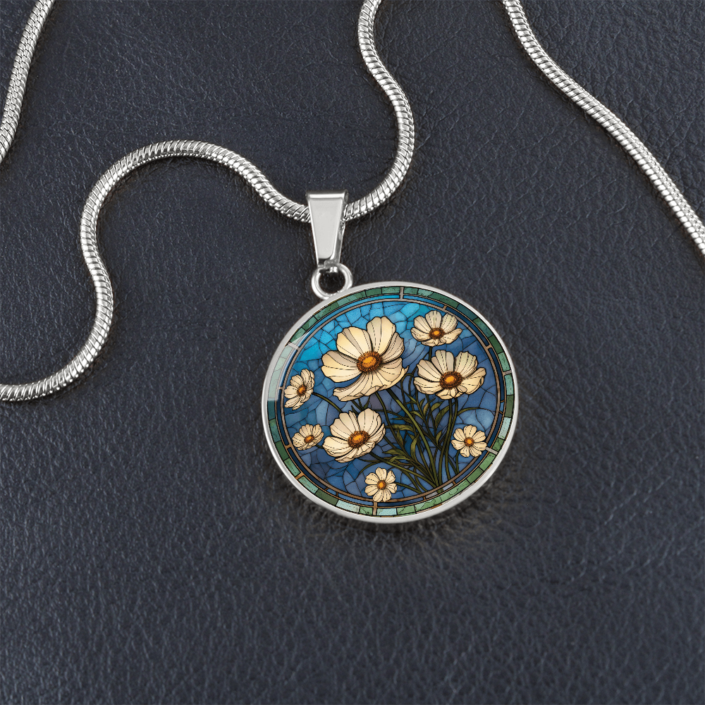 Cosmos Pendant Necklace - October Birth Flower Jewelry