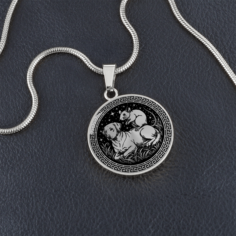 Dog and Rat Necklace - Couples Chinese Zodiac Animal Pendant Jewelry
