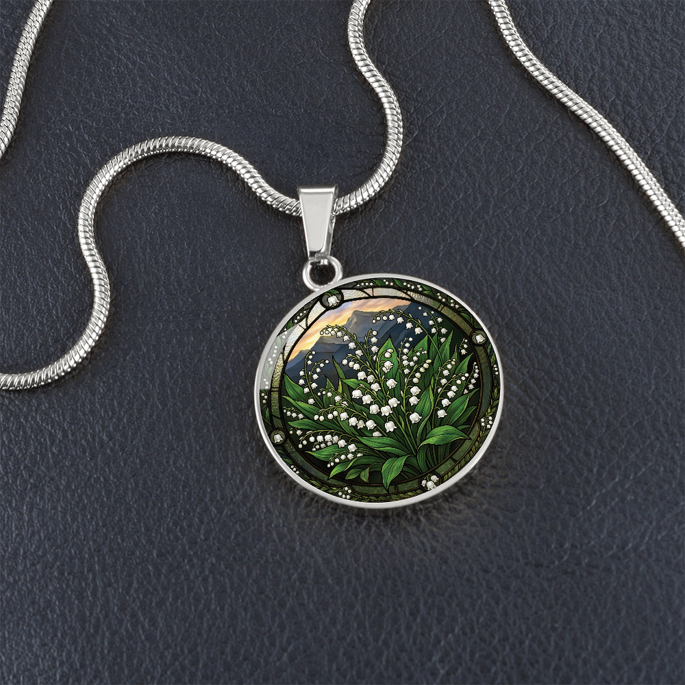 White Lily of the Valley Necklace - May Birth Flower Pendant Jewelry