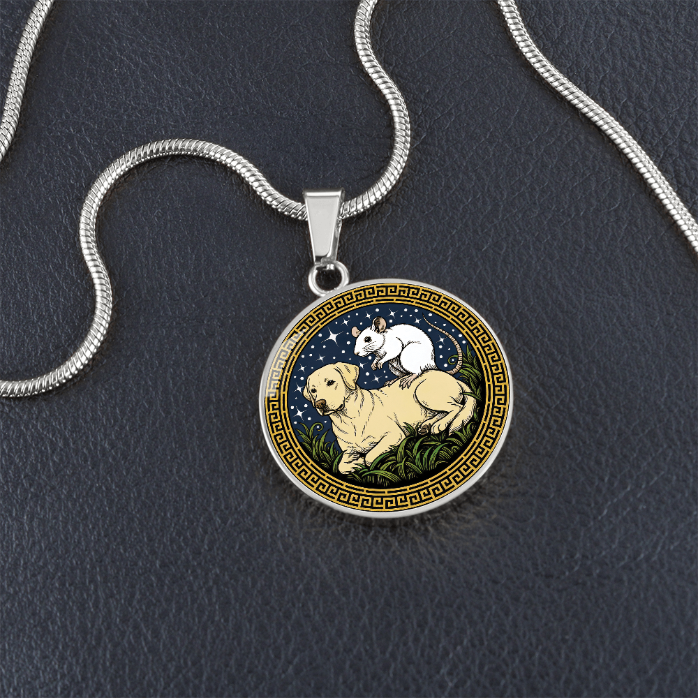 Dog and Rat Necklace - Couples Chinese Zodiac Animal Pendant Jewelry