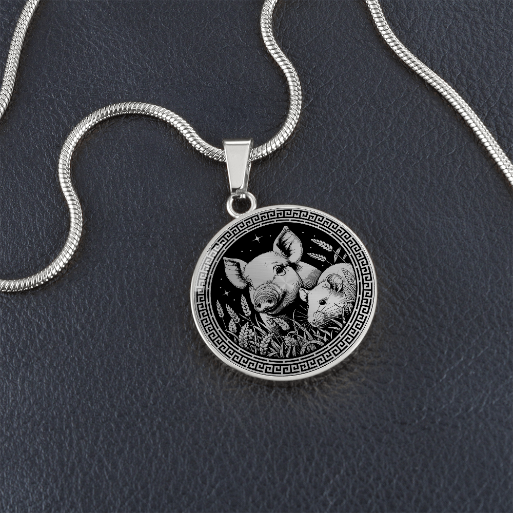Rat & Pig Necklace - Chinese Zodiac Couples Pendant Jewelry