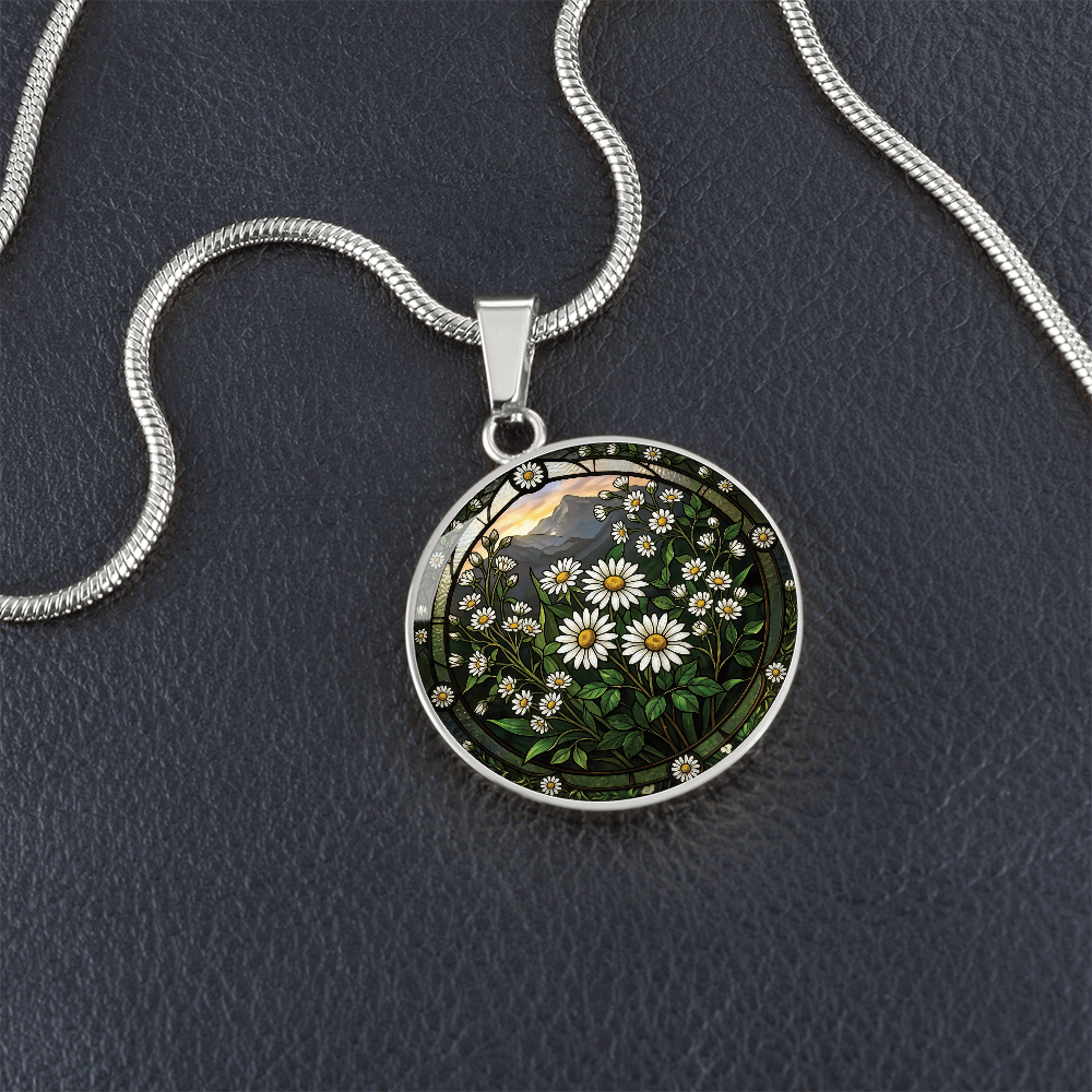 White Daisy Necklace - April Birth Flower Pendant Jewelry