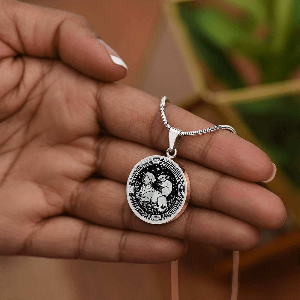Dog and Rat Necklace - Couples Chinese Zodiac Animal Pendant Jewelry