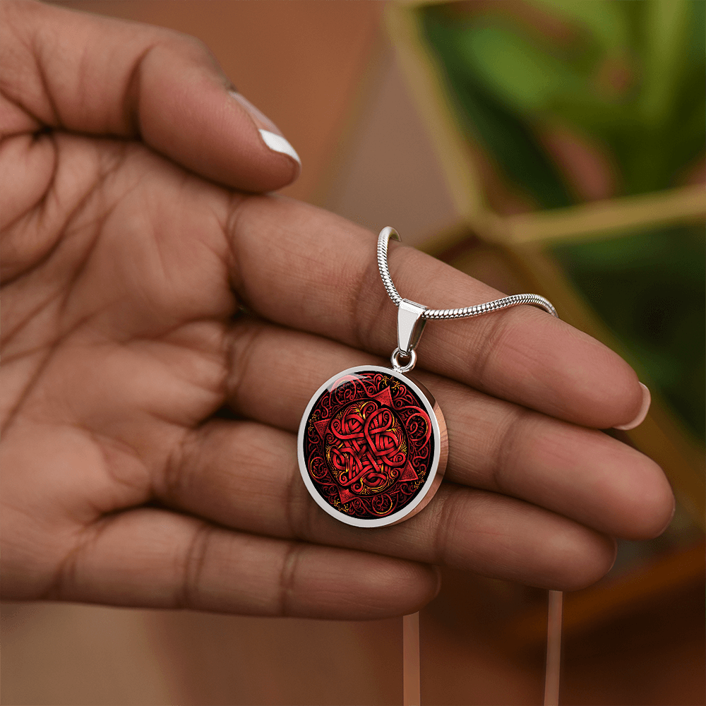 Red Celtic Knot Necklace - Romantic Pendant Jewelry