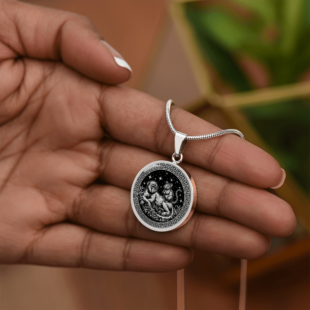 Monkey & Rat Necklace - Couples Chinese Zodiac Animal Pendant Jewelry