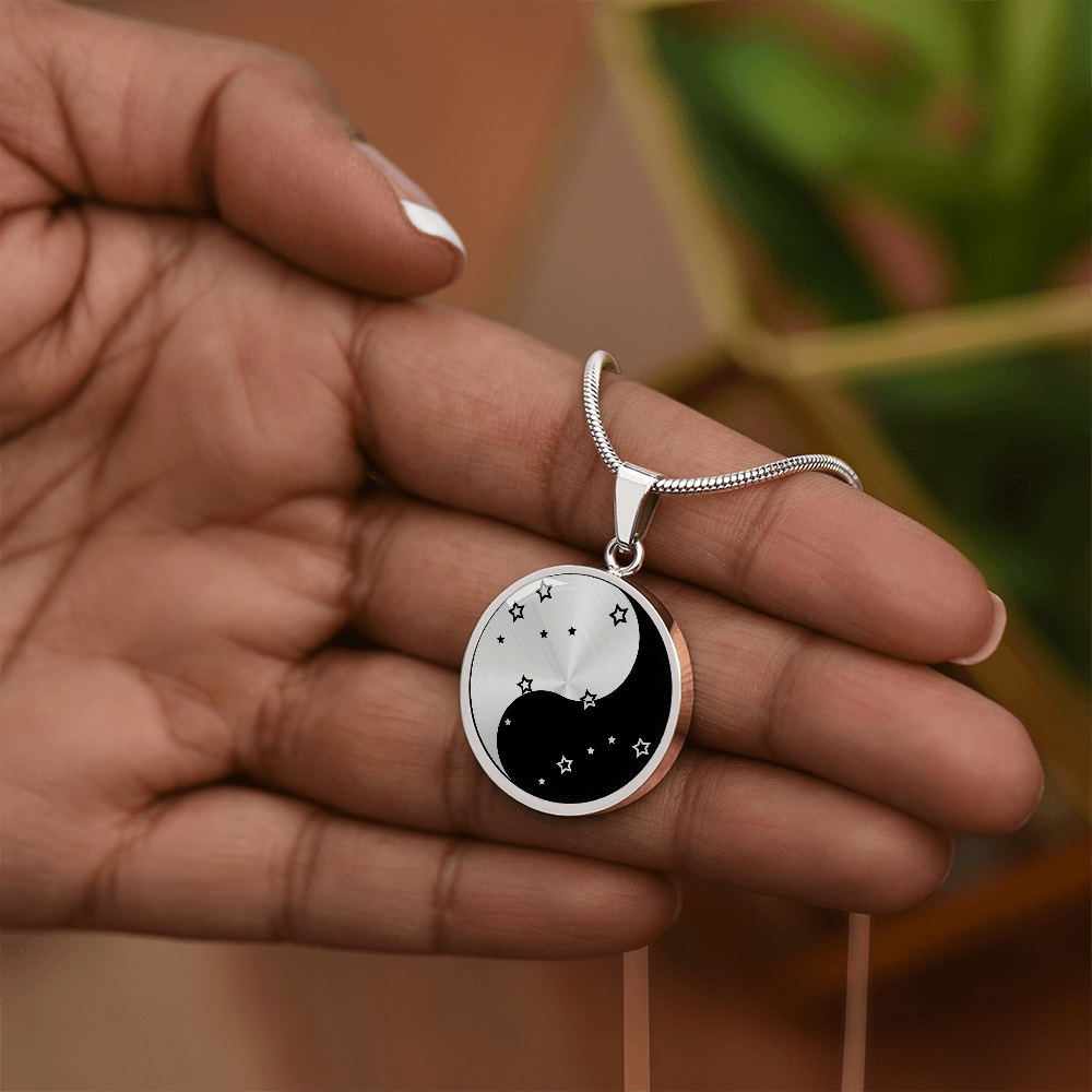 Gemini Yin Yang Pendant Necklace - Zodiac Constellation Jewelry