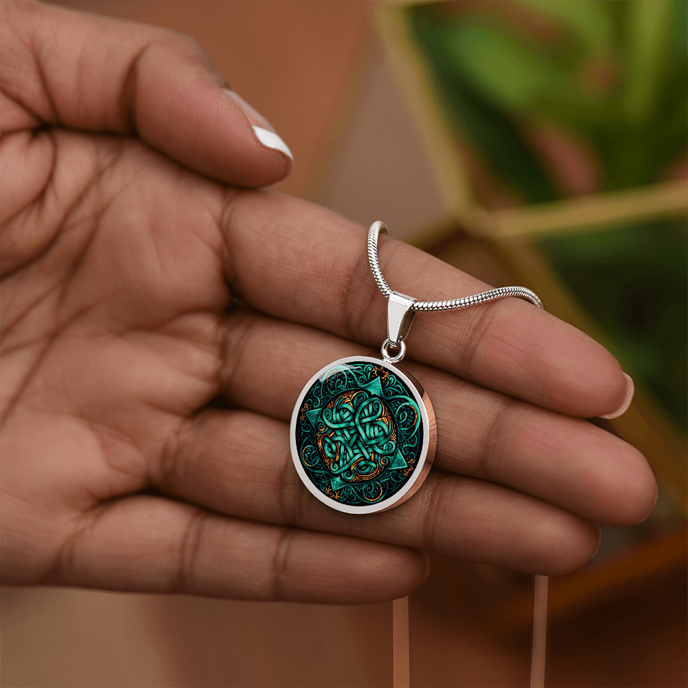 Teal Celtic Knot Necklace - Romantic Pendant Jewelry
